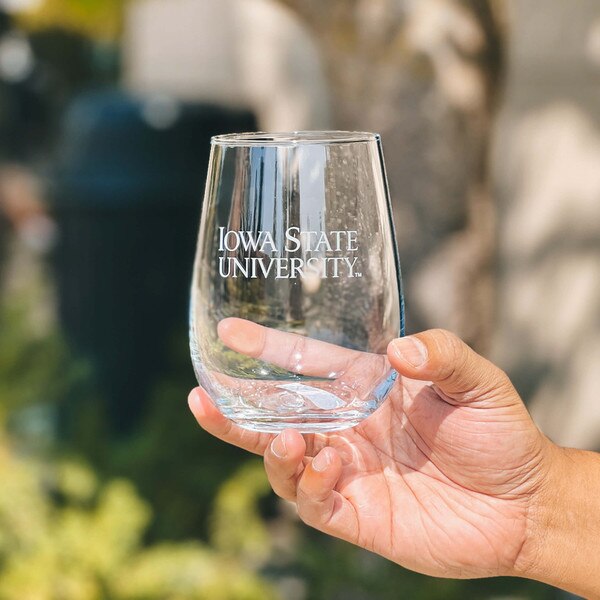 Iowa State University Etched Stemless Wine Glass 21-ounce